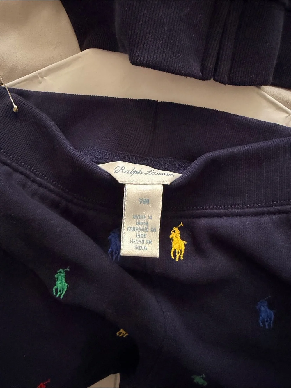 Ralph Lauren Navy Sweater with Multicolor Pony Embroidery